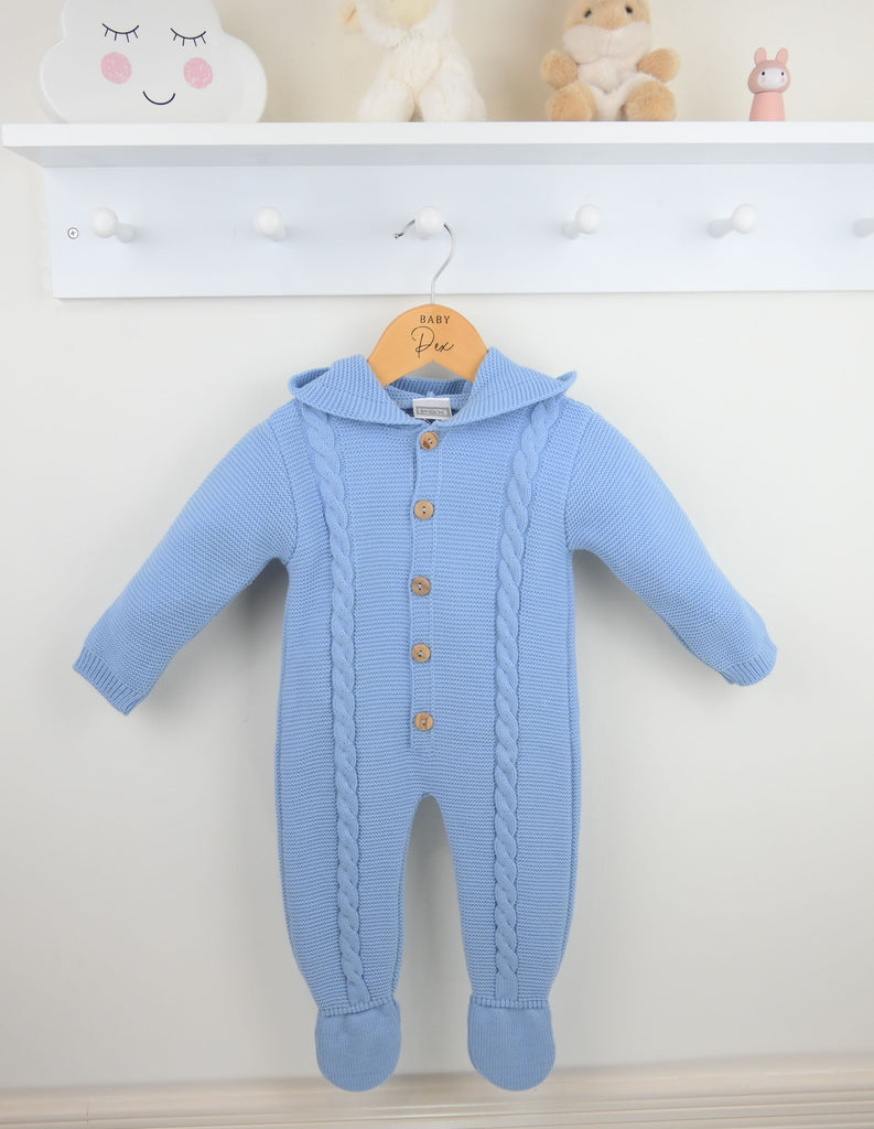 Archie Hooded Romper  Dusky Blue