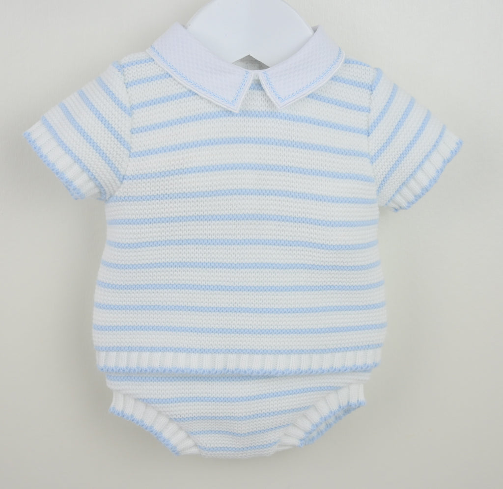 Striped knitted pants suit