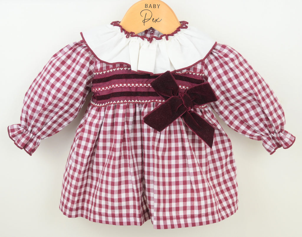 Burgundy Check Dress with pants