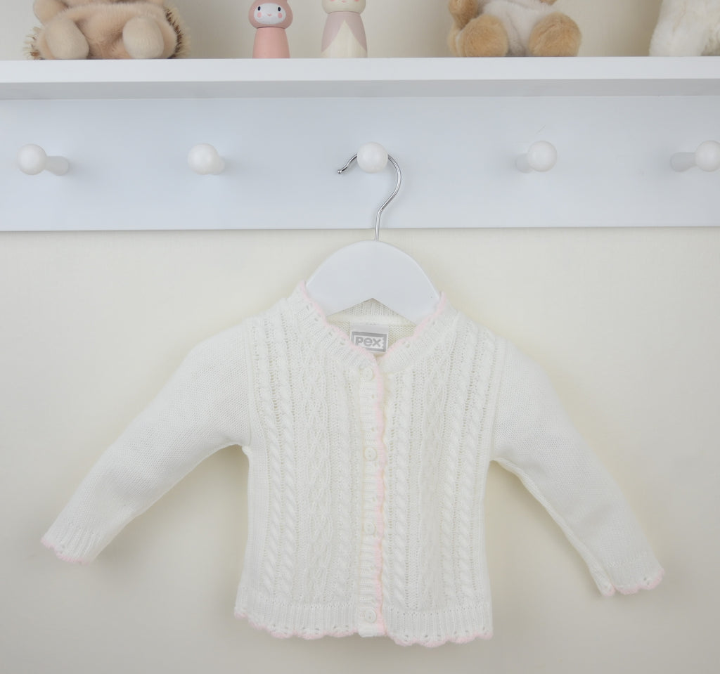Lydia Cardigan   White/Pink