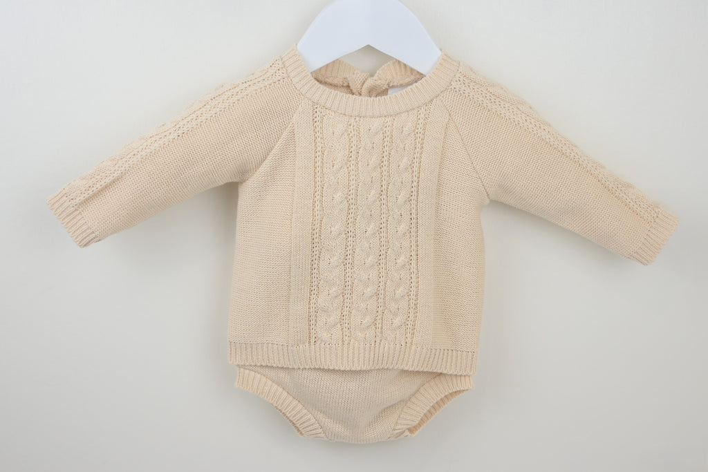 Boys knitted pants suit natural
