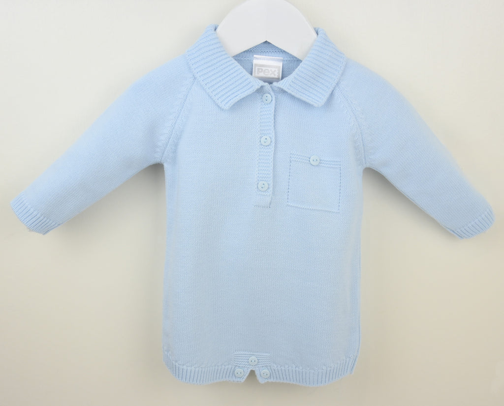 Boys blue knitted romper