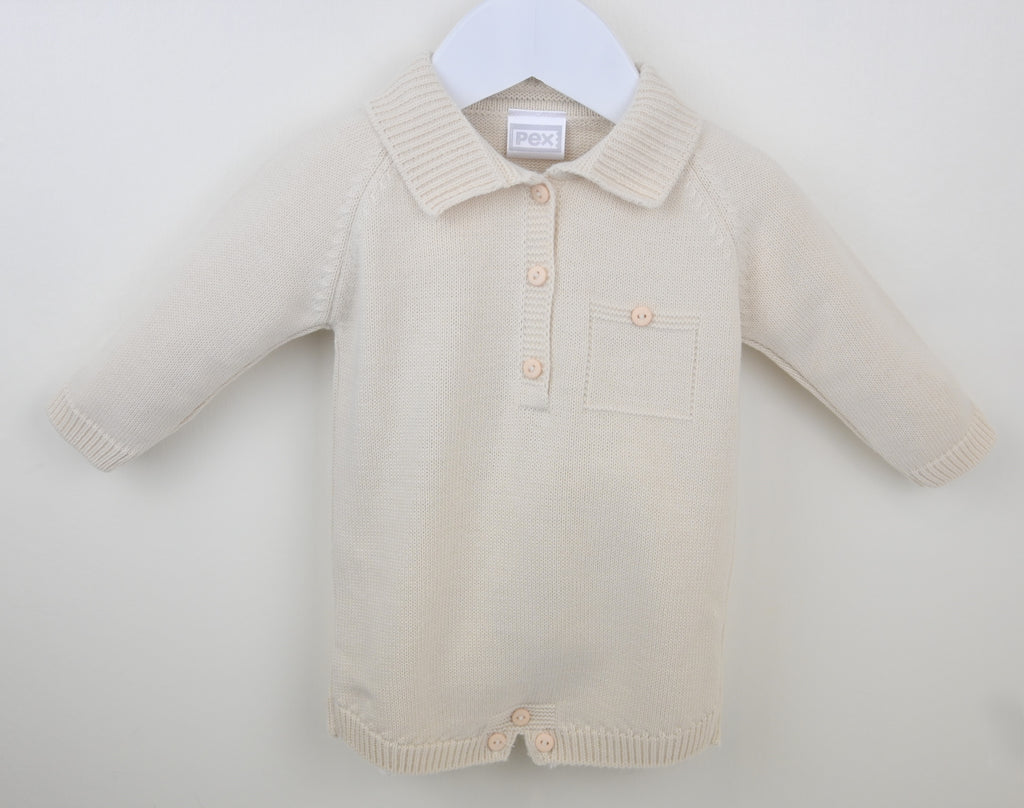 Boys natural knitted romper