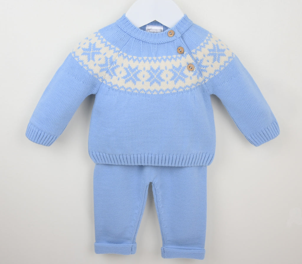 Boys Fairisle Knitted Suit Blue
