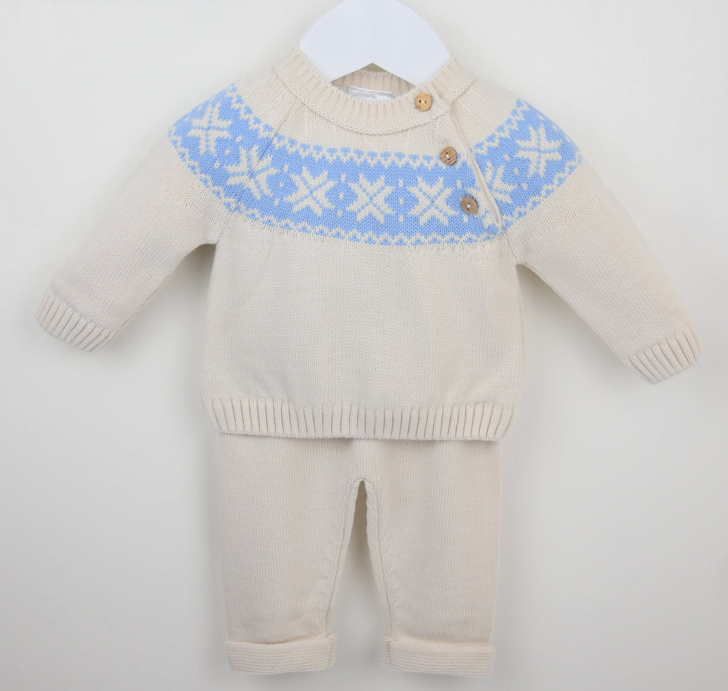 Boys Fairisle Knitted Suit Natural