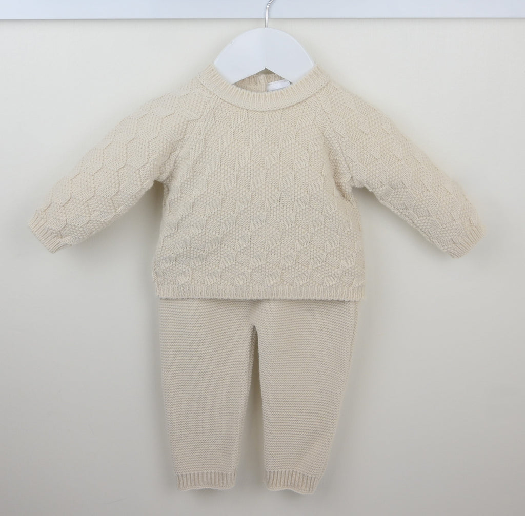 Boys knitted trouser suit natural