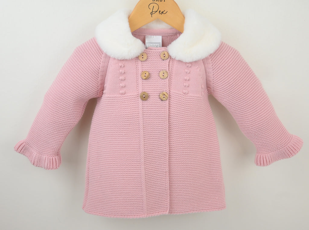 Girls Coat with fur Dusky Pink