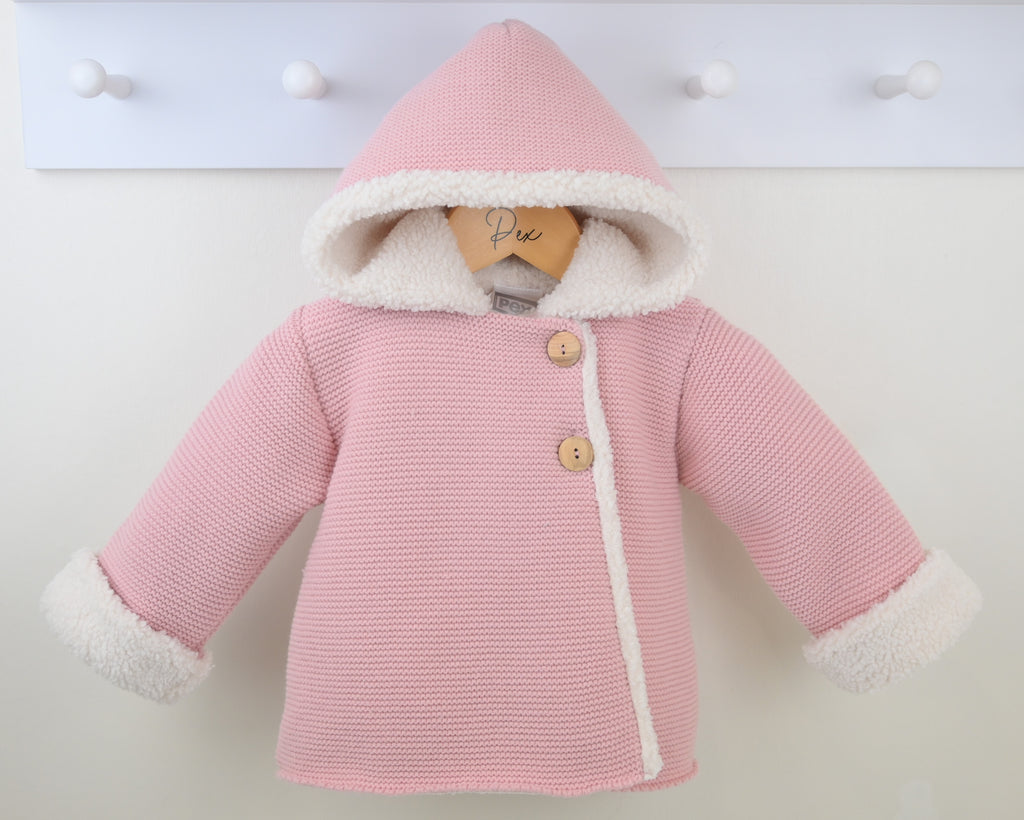 Chunky Knit girls jacket Dusky Pink
