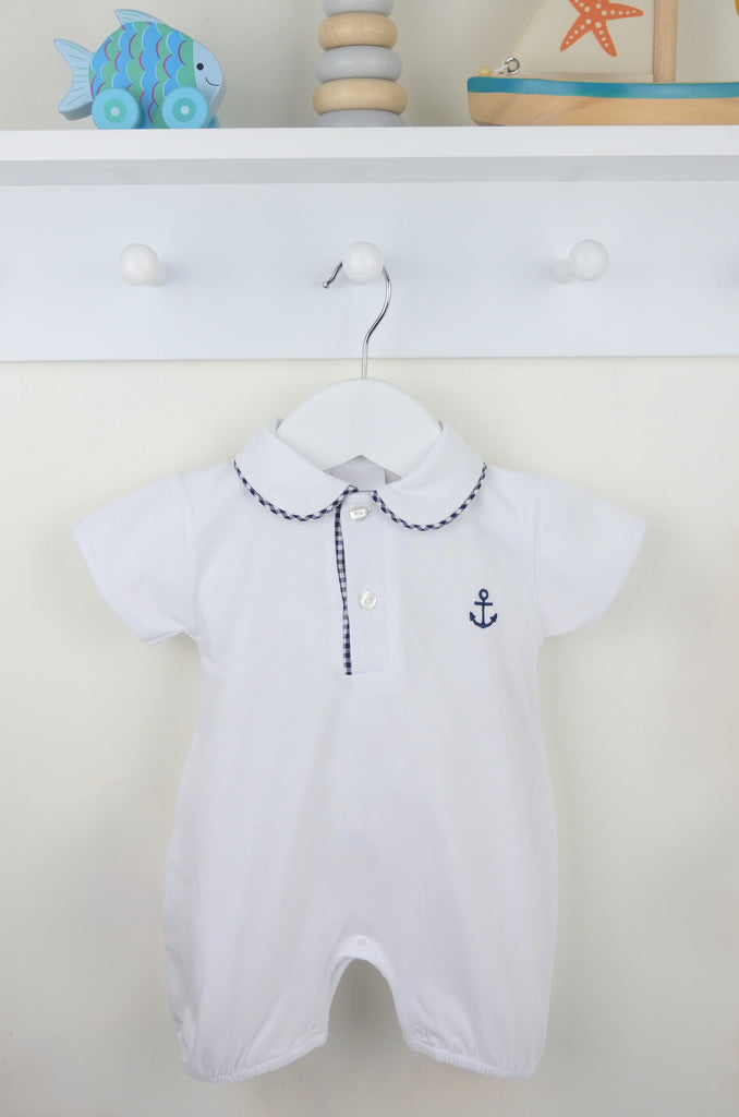 Cove Romper  White/Navy