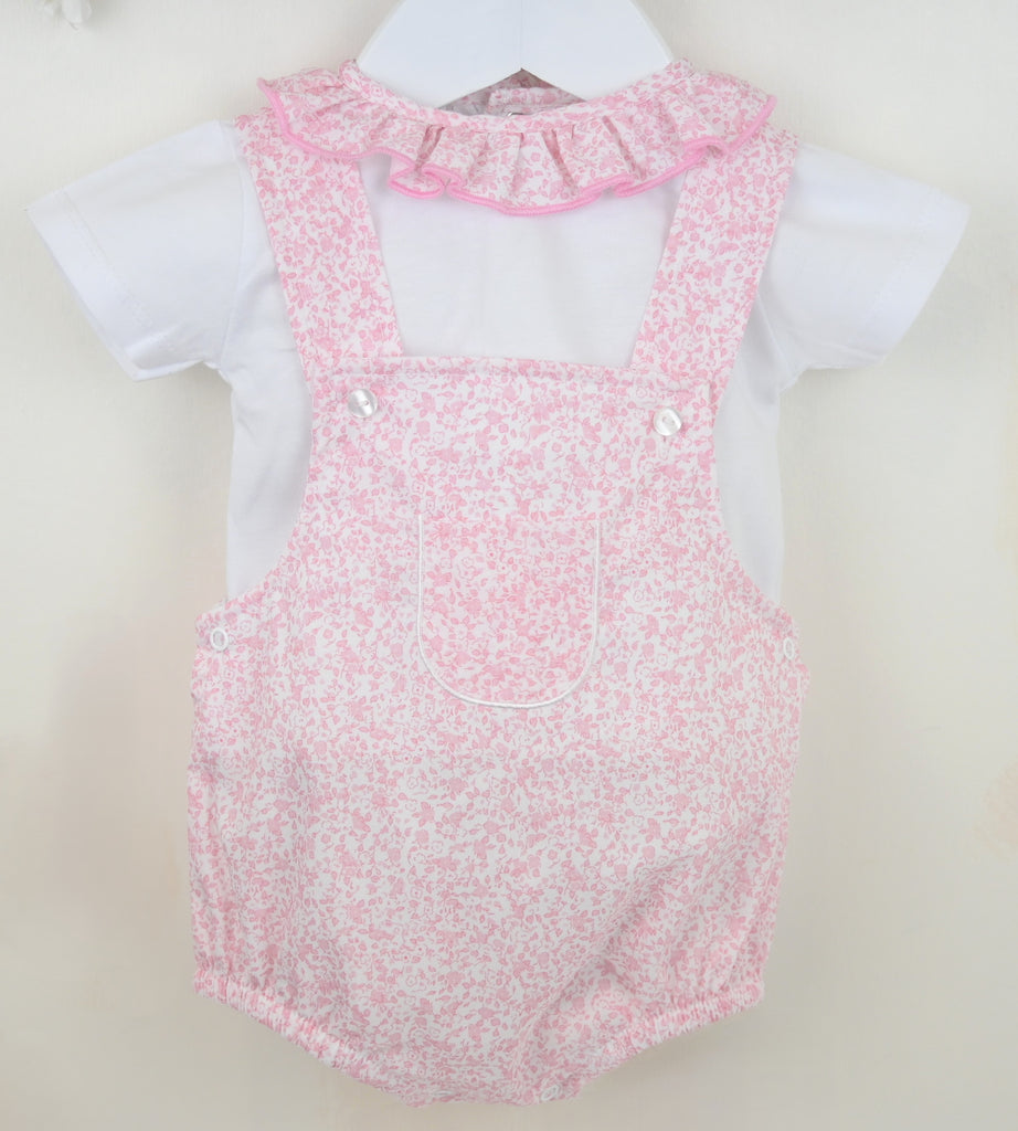 Floral Dungaree Suit Pink