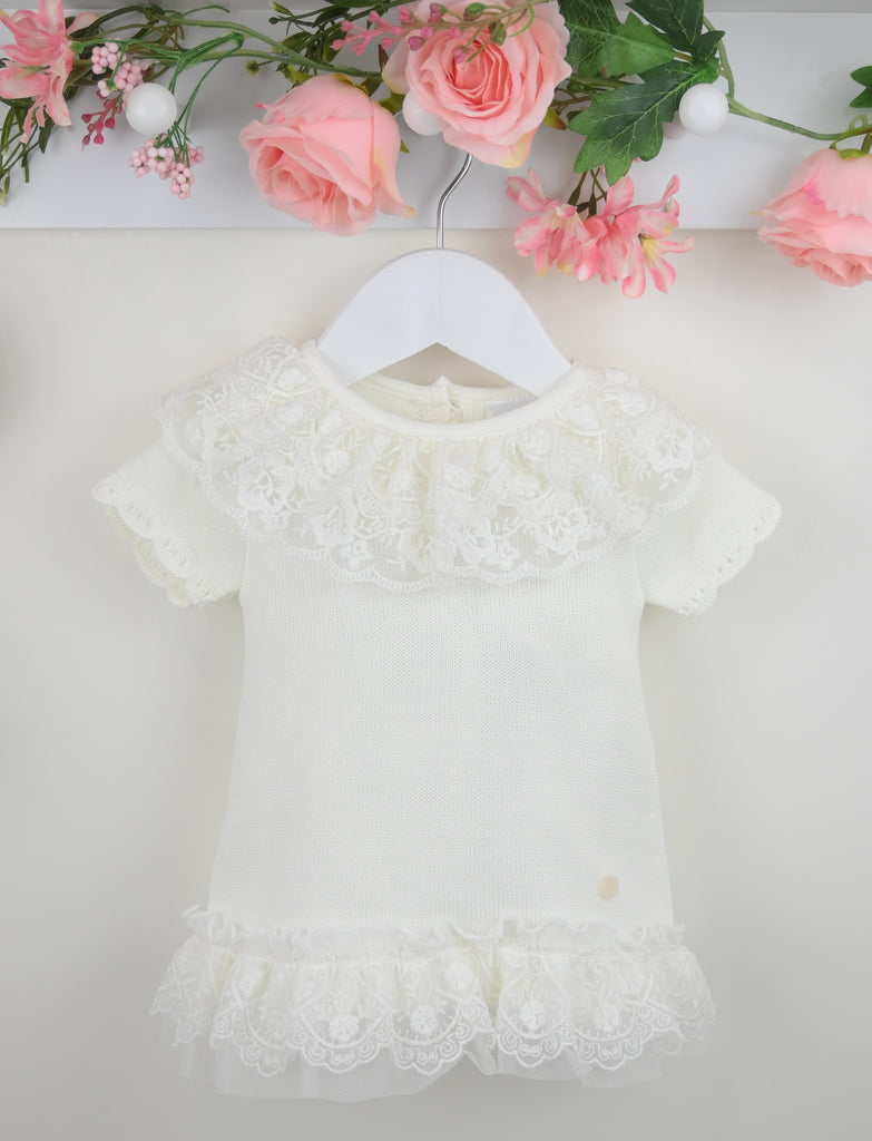 Lace Frill Dress Ivory