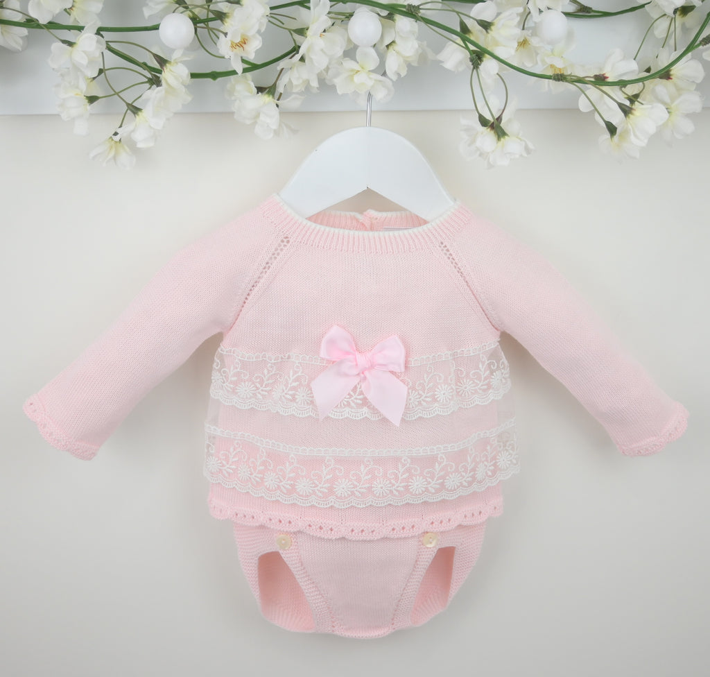 Knitted Pants Suit Pink
