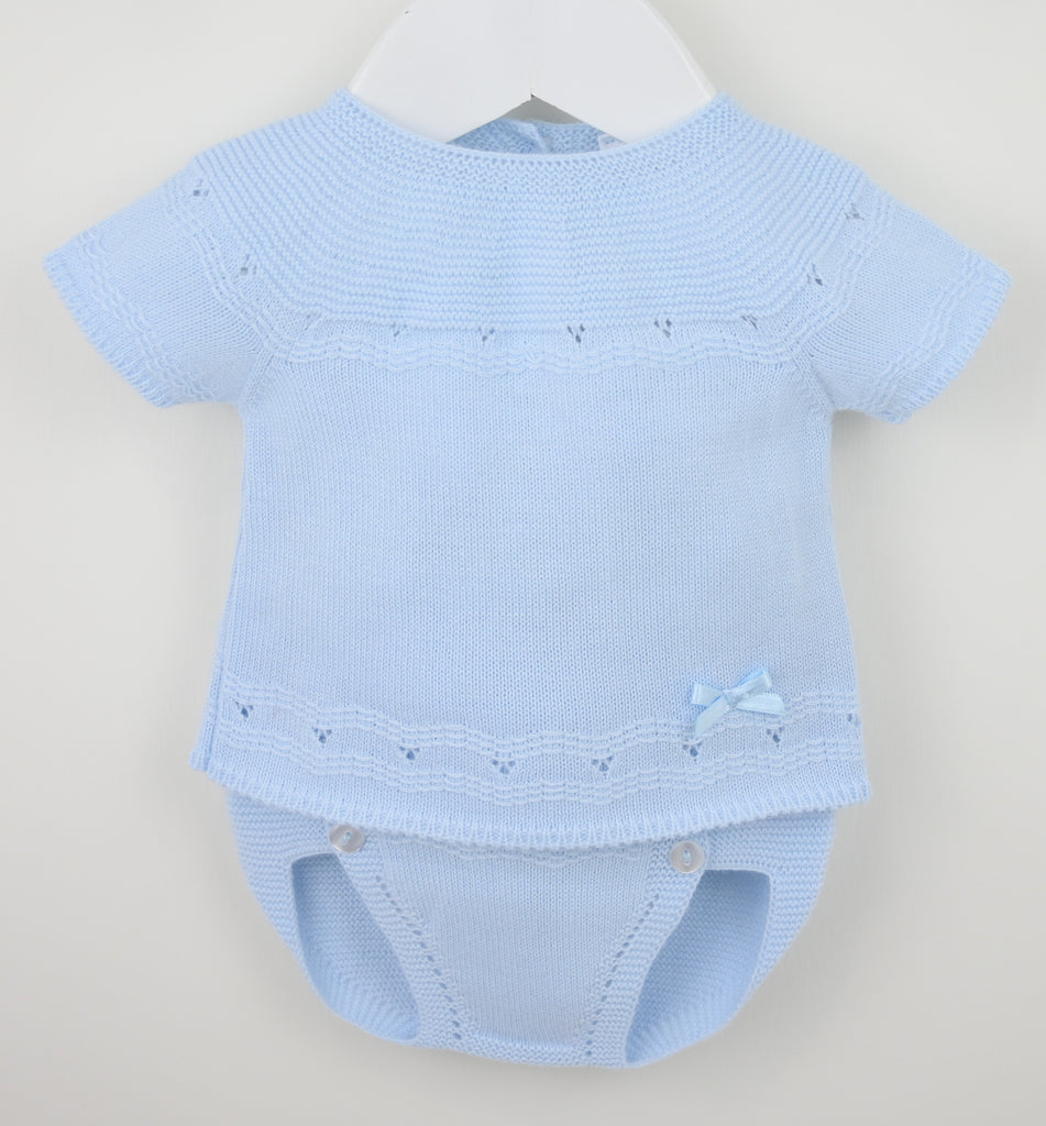 Knitted Pants Suit Blue