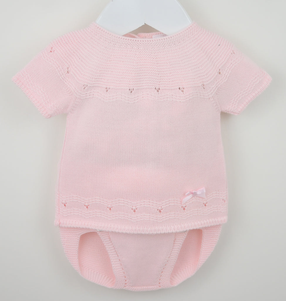 Knitted Pants Suit Pink