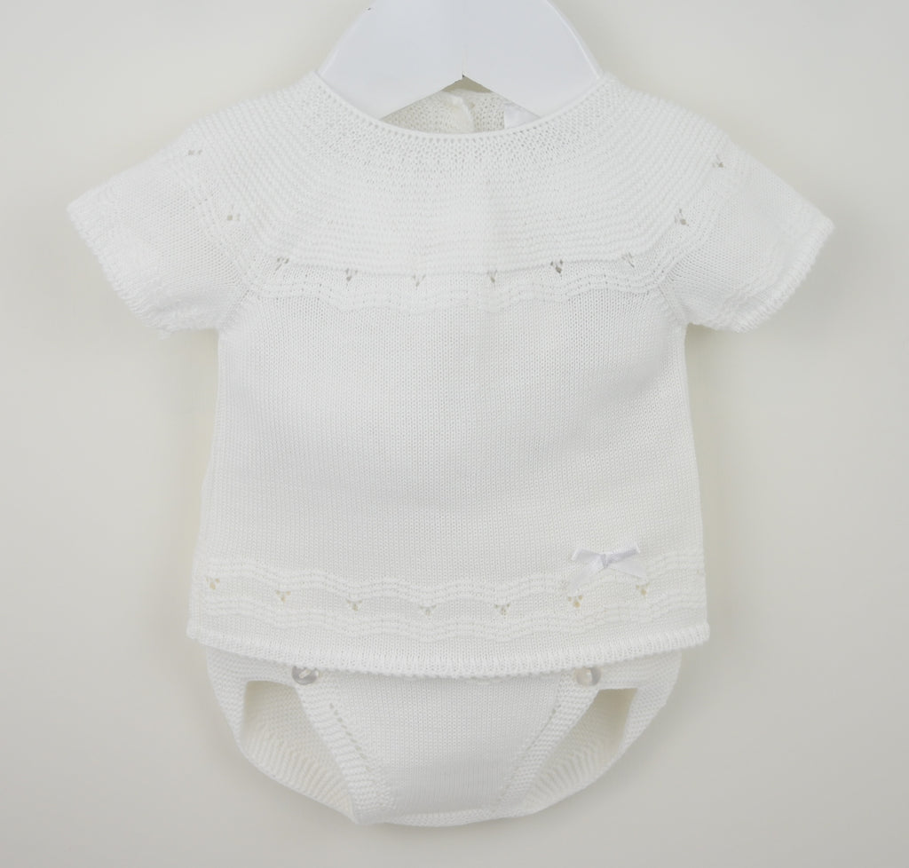 Knitted Pants Suit White