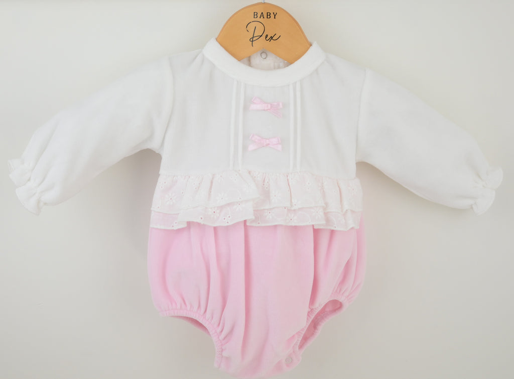 Polly Romper White/pink