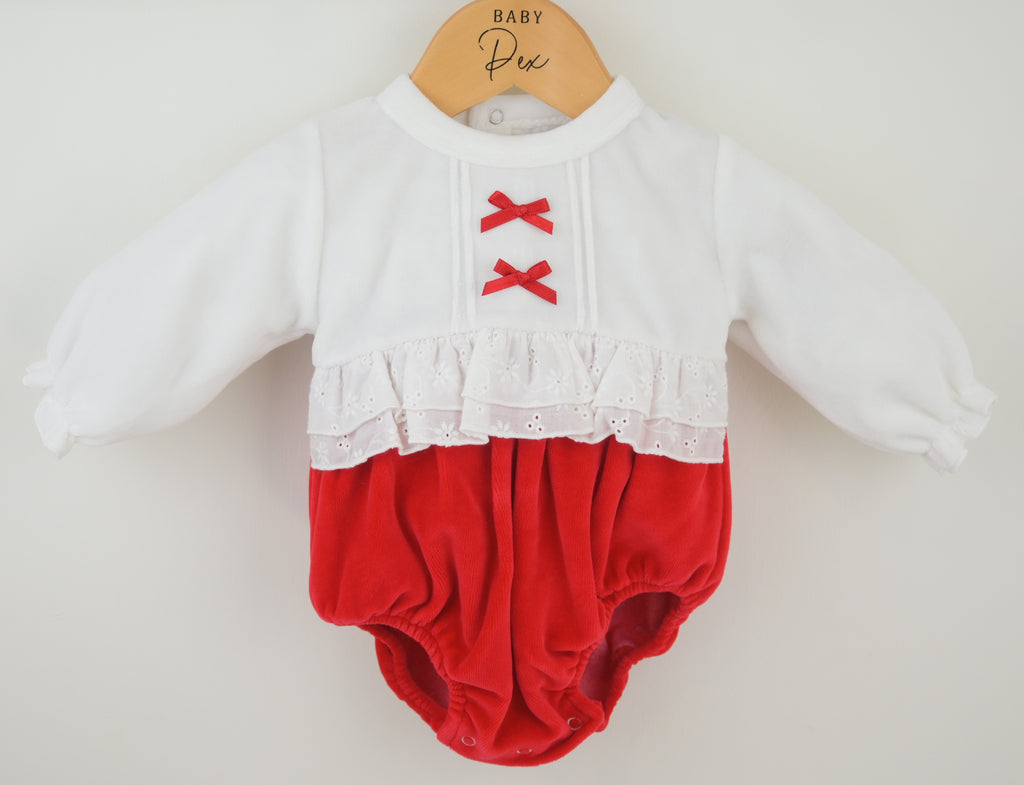 Polly Romper White/Red