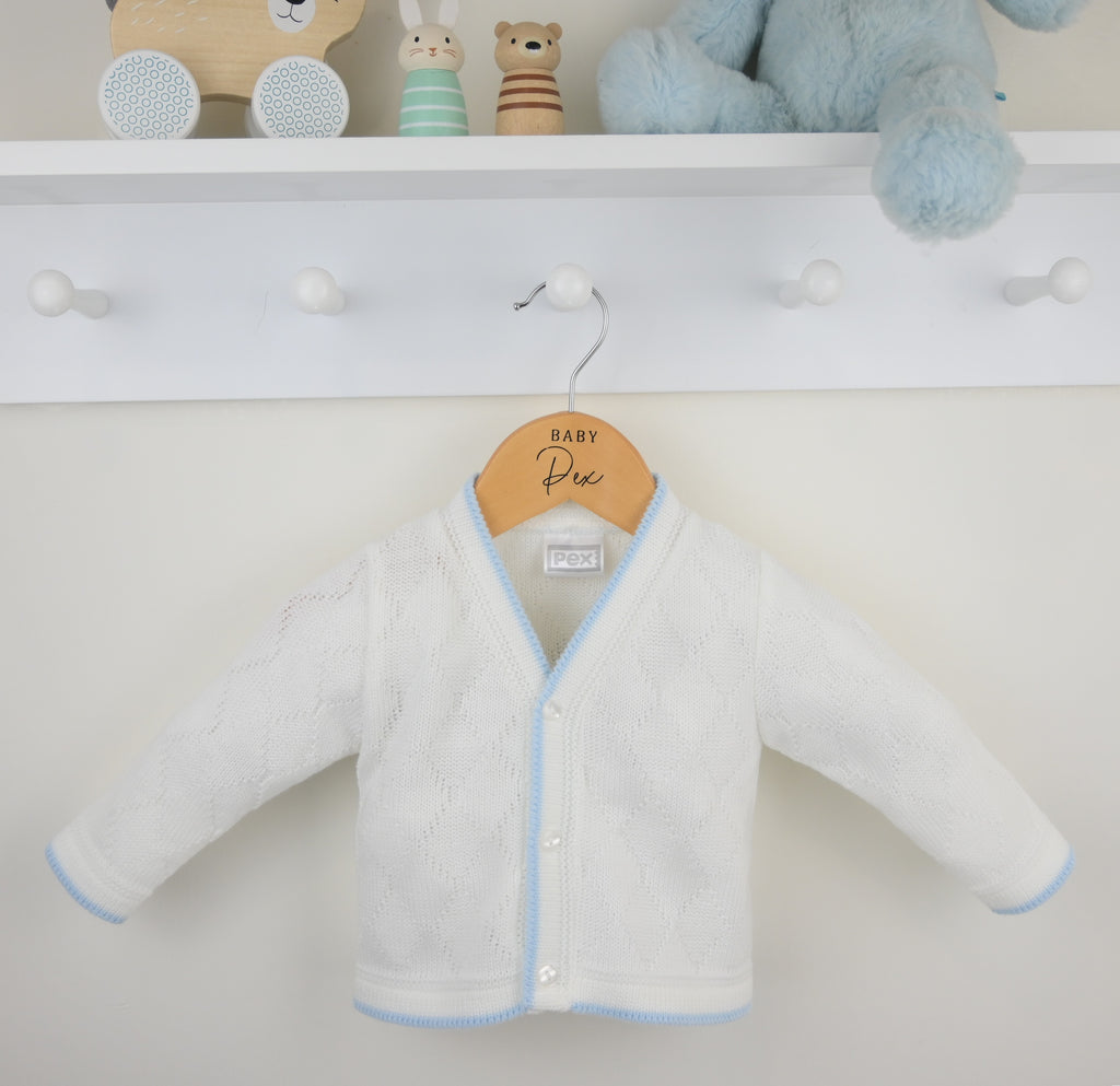 Benson Cardigan White/Blue