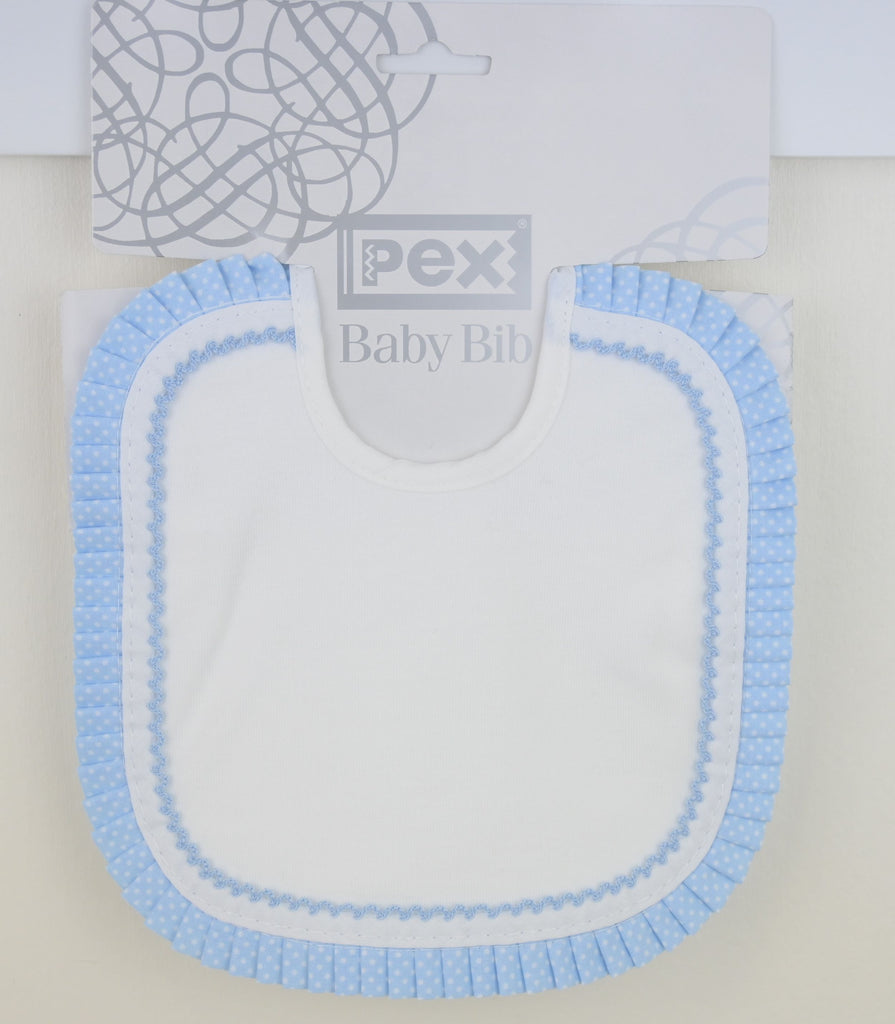 Polka Frill Bib Blue (12 pack)