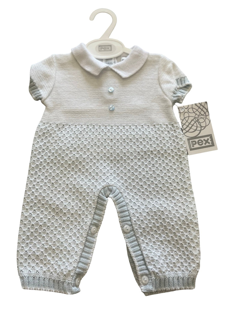 Knitted Romper  White/Blue
