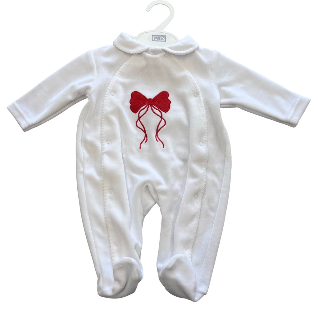 Velour Bow Sleepsuit