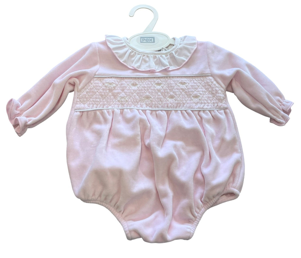 Pink Velour Bow Romper