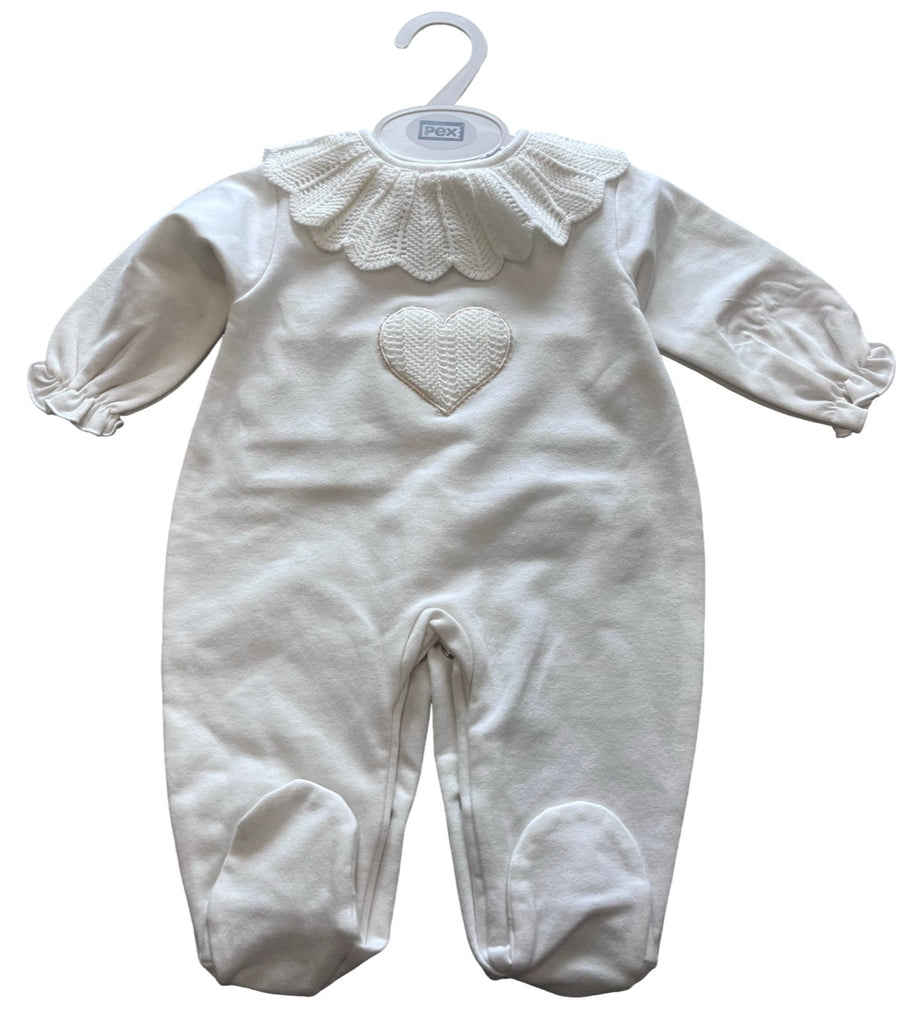 Knitted Collar Sleepsuit Cream