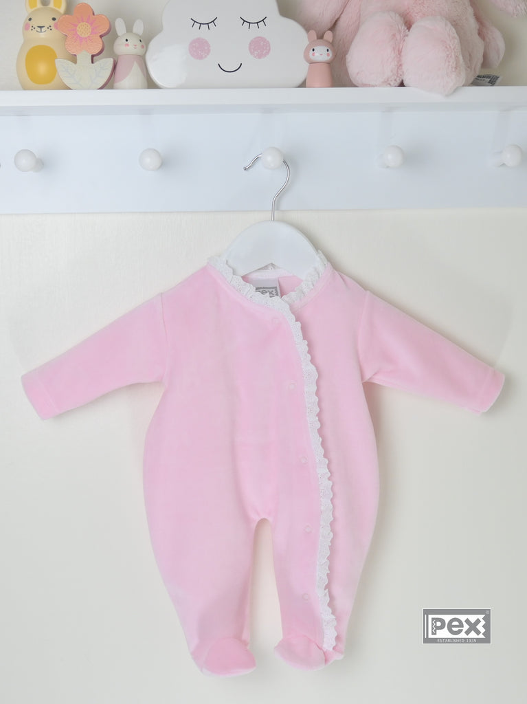 Lace Edged Sleepsuit  Pink