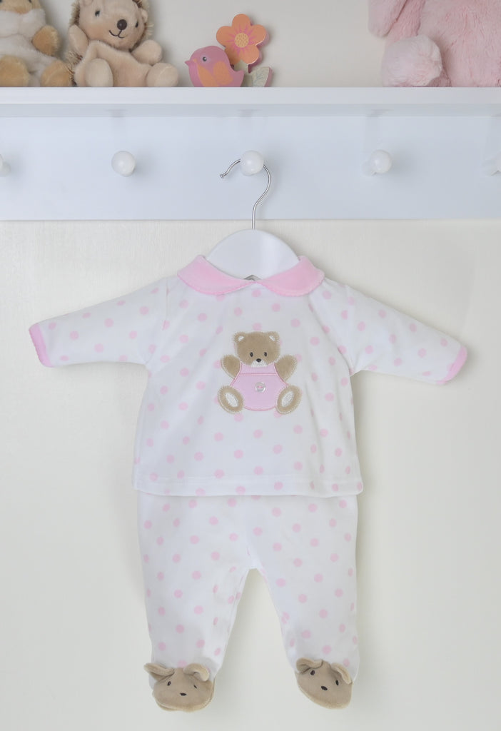 Teddy Spot Outfit  Pink/White