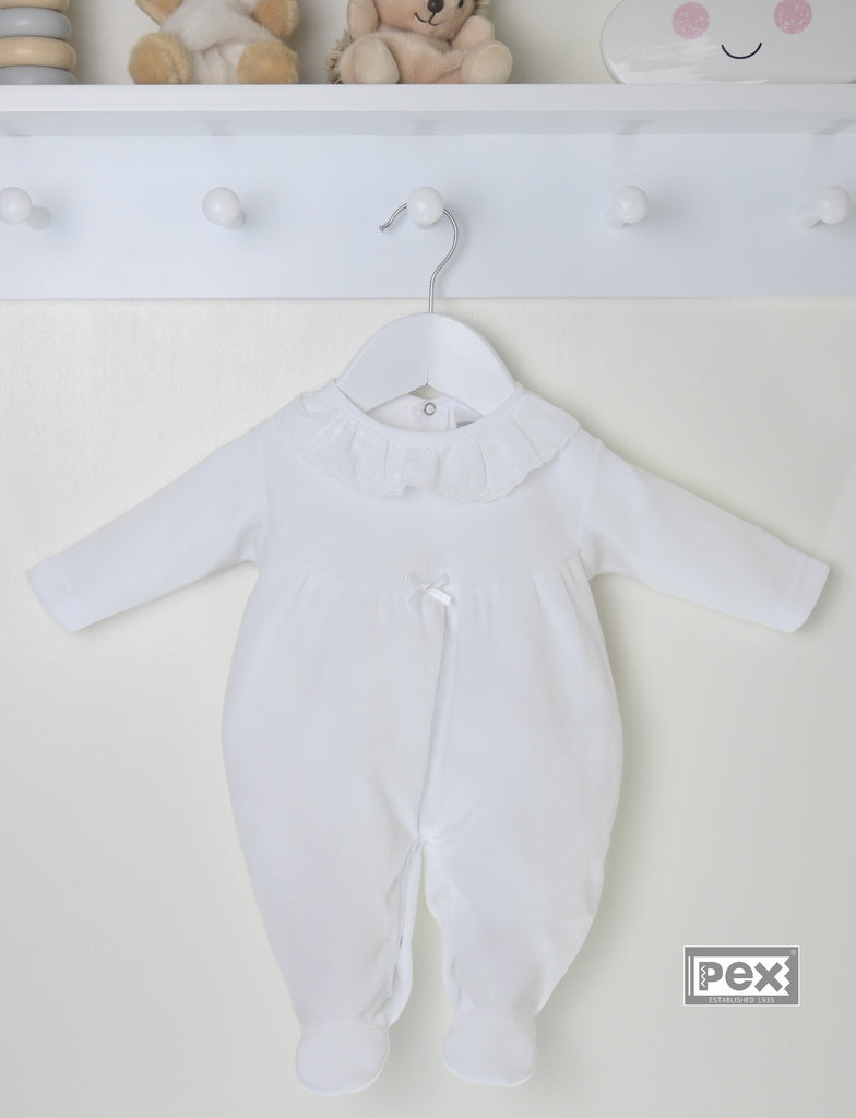 Broderie Lace Collar Sleepsuit  White