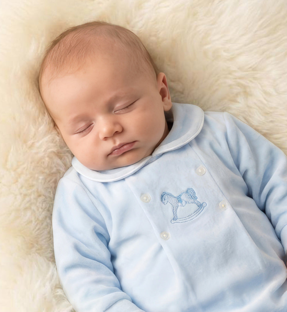 George Romper  Blue/White
