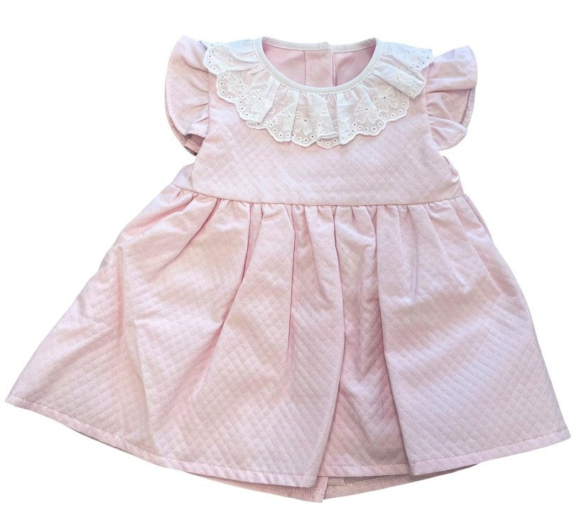 Pink Dress with lace collar