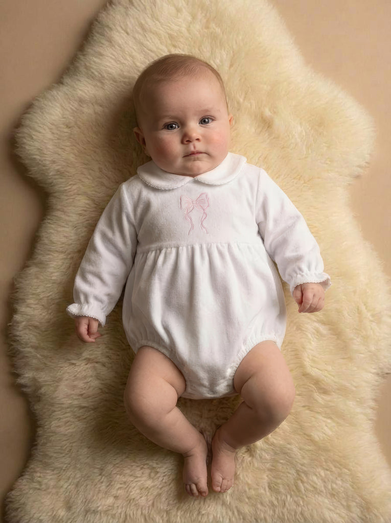 Hallie Romper White/Pink