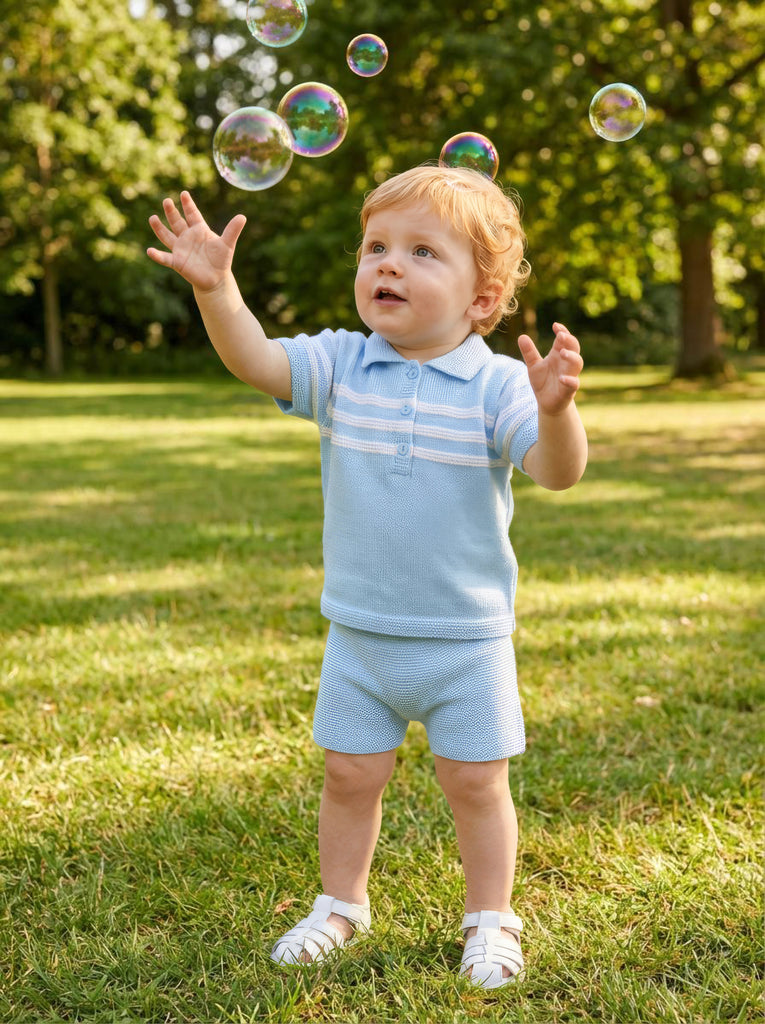 Mateo Shorts Suit  Blue/White