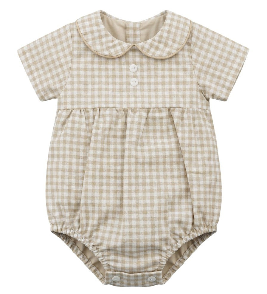Natural Gingham Romper