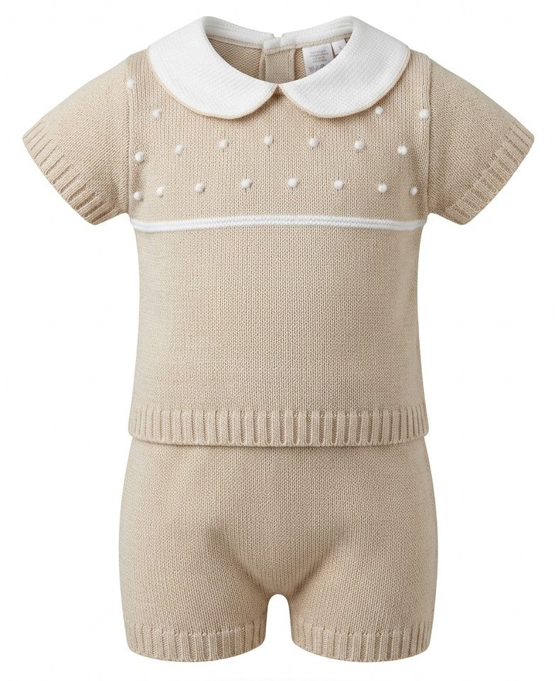 Natural Spotted Shorts Suit