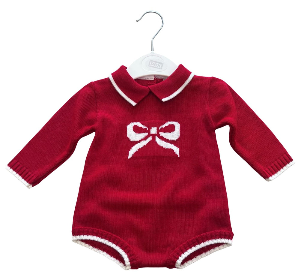 Red Knitted Bow Romper