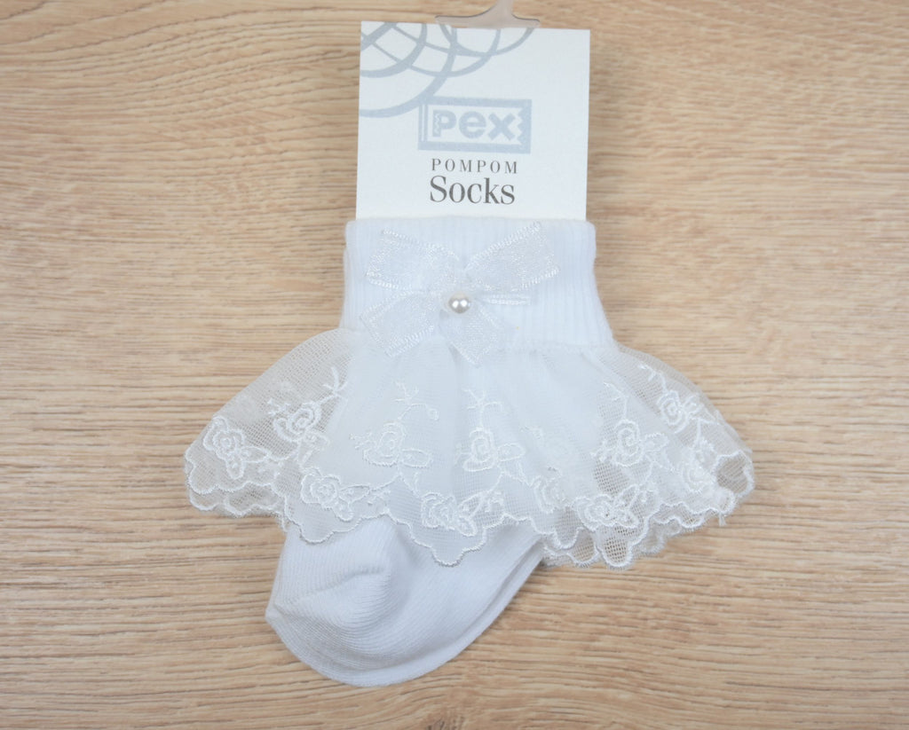 Snowdrop Lace Socks White (Pack of 6)