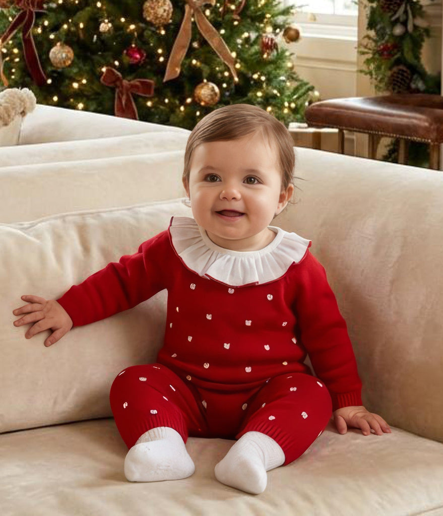 Snowy Romper Red