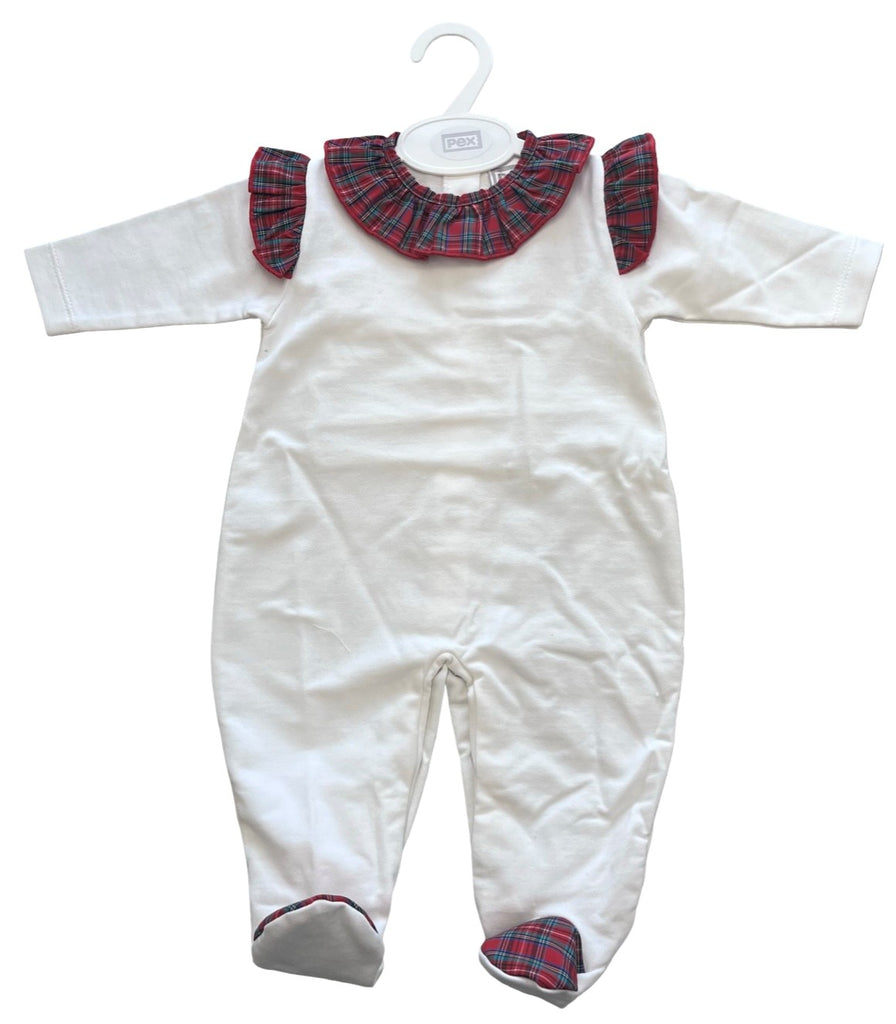 Cream Sleepsuit with tartan