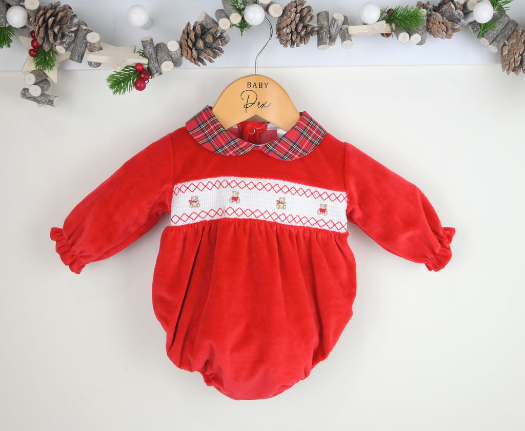 Tartan Ted Smocked Romper
