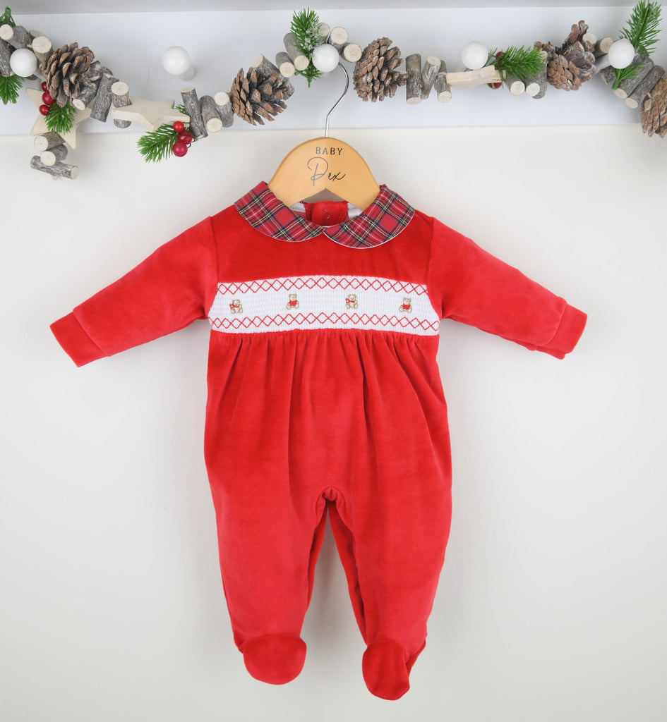 Tartan Ted Smocked Sleepsuit