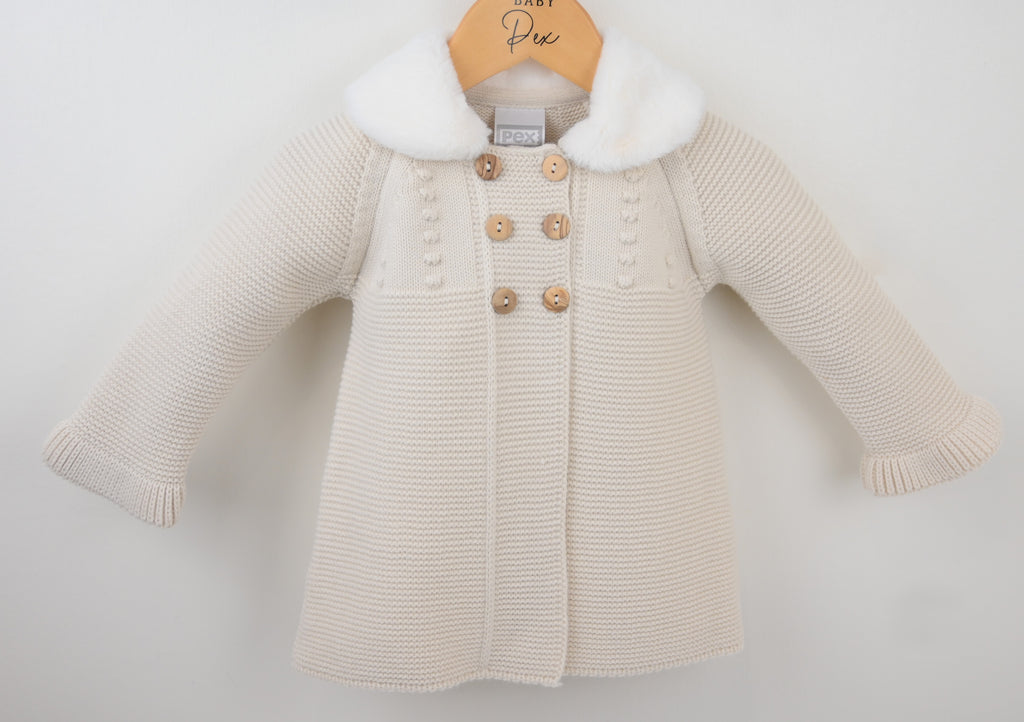 Girls Coat with fur Natural