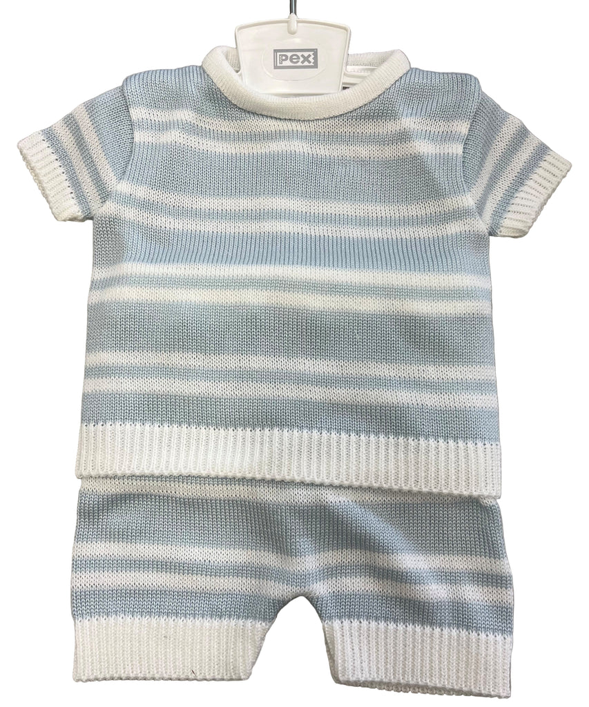 Boys knitted striped shorts set