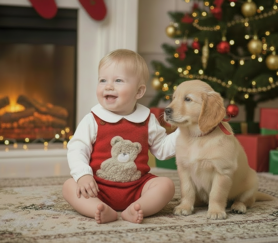 Boy Bear Outfit  Red  Pack of 2