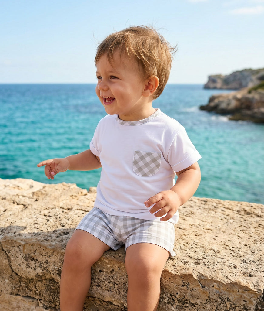 Flynn Shorts Suit   White/Sage