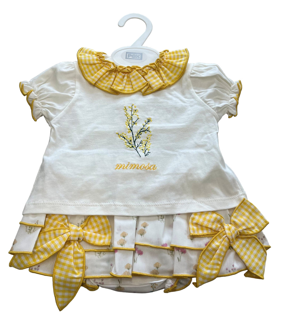 Girls Flower top and pants set Yellow