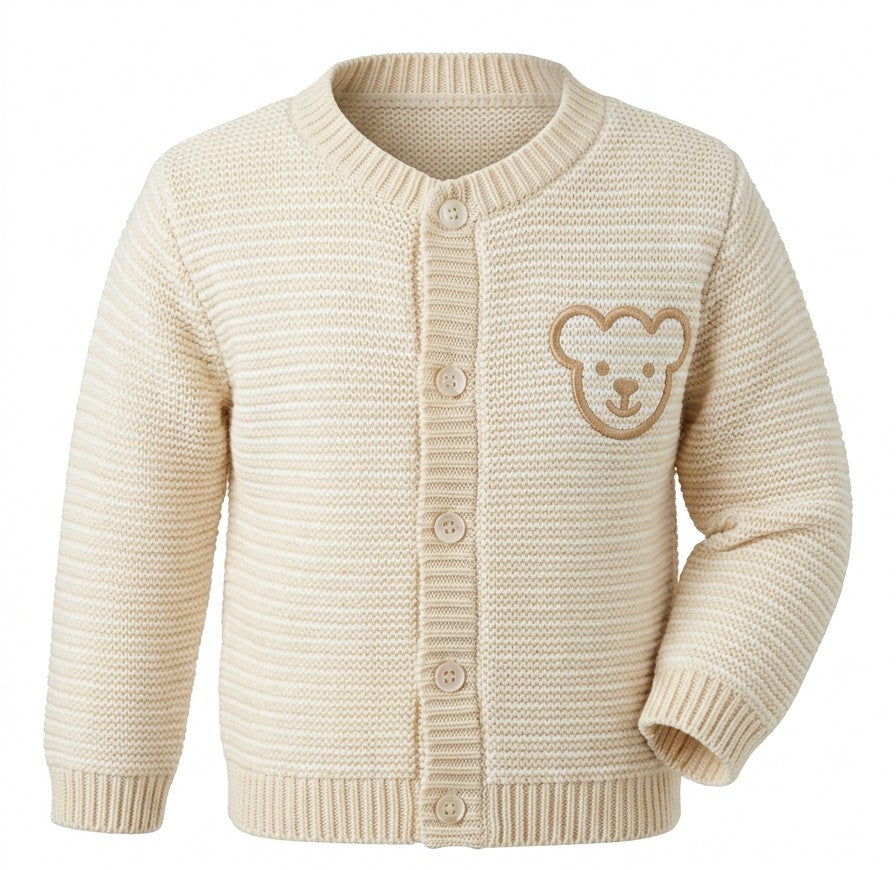 Natural Striped Teddy Cardigan
