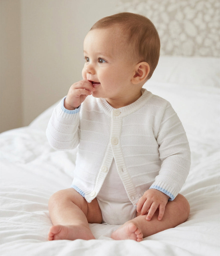 Daniel Cardigan  White/Blue