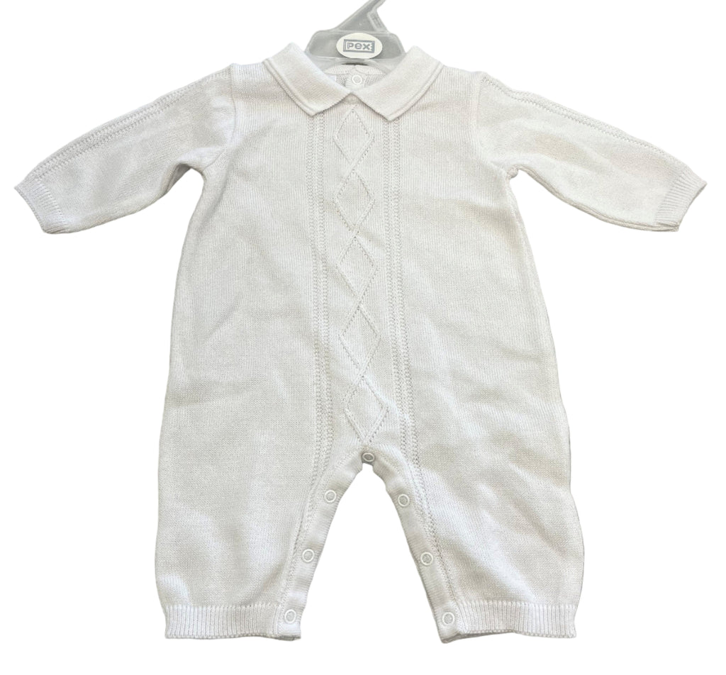 Boys knitted romper white